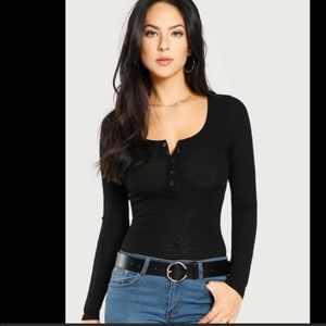 Scoop neck Henley style top